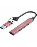 CANYON hub DS-02 4in1 USB-A/C Pink