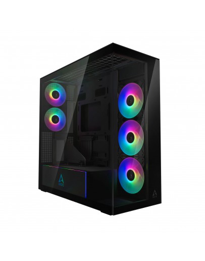 Arctic кутия Case E-ATX - Xtender VG (Mirror Black) - PCIe Gen 4 riser included, 5 A-RGB Fans included