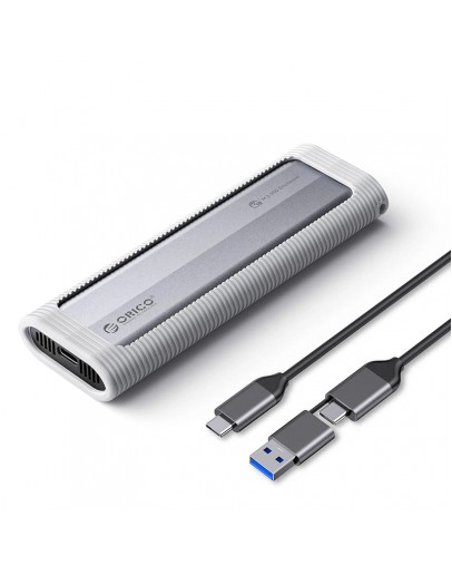 Orico външна кутия за диск Storage - Case - M.2 NVMe/SATA M/B key - USB3.1 Type-C/A, Silicone Protective Case, 10Gbps - AXM2S-G2-V1-GY-BP