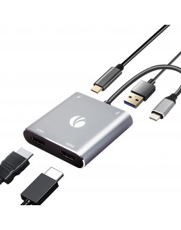VCom докинг станция Docking Station USB-C 4-in-1 - CU450S - HDMI x 2, USB2.0, USB-C PD3.0 100W, MST