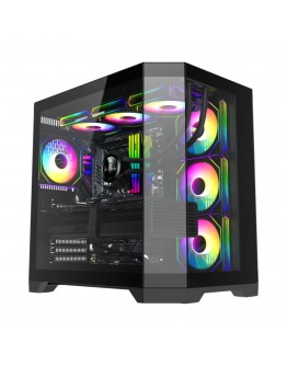 Gamemax кутия Case ATX - HYPE-A Black - 4 x 120 mm Addressable RGB fans