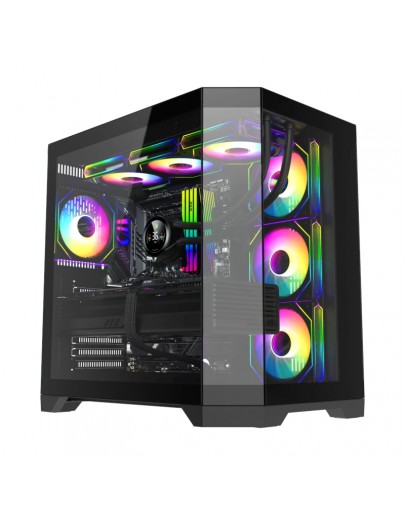 Gamemax кутия Case ATX - HYPE-A Black - 4 x 120 mm Addressable RGB fans