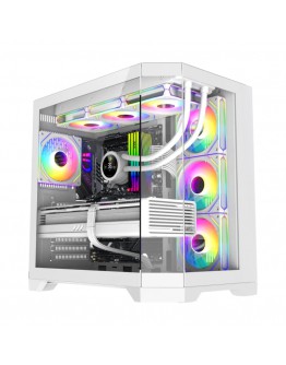 Gamemax кутия Case ATX - HYPE-A White - 4 x 120 mm Addressable RGB fans