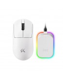 MCHOSE професионална геймърска мишка A7 V2 Ultra White - Wireless Gaming Mouse - Dual 8K, Omron Mechanical