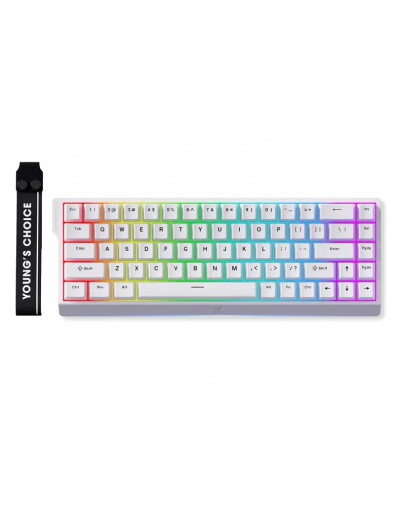 MCHOSE геймърска механична клавиатура Gaming Mechanical Keyboard Ace 68 - 8K, Ice Blue Magnetic Switch [Linear] (English US), White