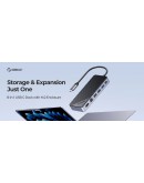Orico докинг станция Portable Docking station M.2 SATA/NVMe - HDMI, USB3.2-A x 1, USB-C (10Gbps) x 1,USB-C (PD100W), USB2.0-A x 2, LAN - OM28PR-G2-BK