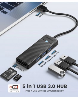 Orico хъб USB3.0 HUB - 3 x USB3.0, SD, TF - PAPW3AT-U3-015-BK