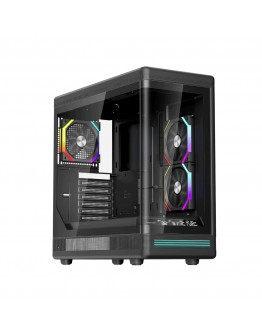 1stPlayer кутия Case ATX - PB8 Black - 3 x 120 mm A-RGB fans included, USB-C