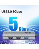 Orico докинг станция Docking Station Type-C - PW11-6PR-GY-EP - HDMI x 1, USB-C x 1, USB3.0 x 3, USB-C PD100W x 1, LAN x 1 (1Gbps)