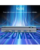 Orico докинг станция Docking Station Type-C - PW11-9P-GY-EP - HDMI x 1, VGA x 1, USB3.0 x 3, USB-C PD100W x 1, LAN x 1 (1Gbps), SD/TF