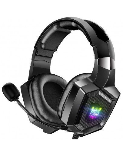 Слушалки Onikuma K8, За компютър, Микрофон, Подсветка, 3.5mm, USB, Черен - 20741