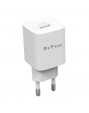 Мрежово зарядно устройство DeTech DE-62, 18W, 1 x USB F, QC, Бял - 40547