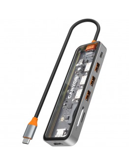 CANYON hub DS-13 7in1 4k USB-C Transparent Space