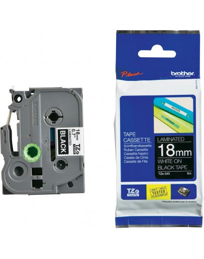 Brother TZe-345 Tape White on Black, Laminated, 18