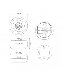 Смарт сензор No brand PST-HW400B, За движение, PIR, 360 градуса, Wi-Fi, Tuya Smart, Бял - 91004