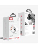 Универсален преходник - зарядно Earldom ES-SC18, 2xUSB, 1xType-C, Шуко, Бял - 40524
