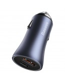 Зарядно устройство за кола Baseus Golden Contactor Pro, 40W, USB, Type-C, С Type-C кабел, Сив - 40508