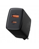 Мрежово зарядно устройство Baseus Cube Fast Charger OS, 20W, 1 x Type-C F, 1 x USB F, Черен - 40406
