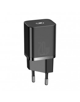 Мрежово зарядно устройство Baseus Super Si, 20W, С Кабел Type-C към Lightning, Черен - 40418
