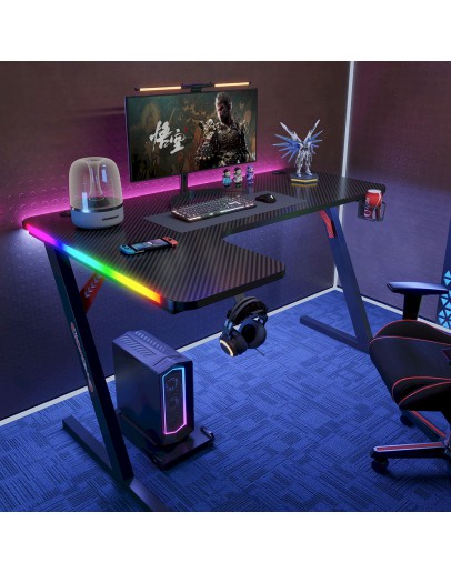 Геймърско бюро No brand P201, 4 в 1, RGB, Черен - 74003