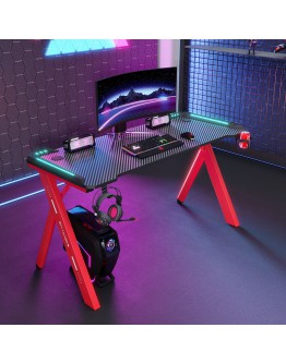 Геймърско бюро No brand D2107, 4 в 1, RGB, Черен - 74007