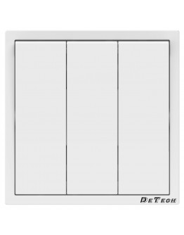 Троен електрически ключ DeTech DE-9227-03, С рамка, схема 1, 10А, 250V, За вграждане, IP20, Бял - 75107
