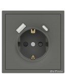 Единичен електрически контакт DeTech DE-9227-80, 1xUSB-А, 1xUSB-C, Шуко, За вграждане, 16А, 250V, IP20, Сив - 75144