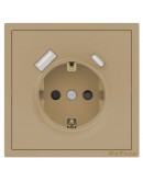 Единичен електрически контакт DeTech DE-9227-80, 1xUSB-А, 1xUSB-C, Шуко, За вграждане, 16А, 250V, IP20, Златист - 75129