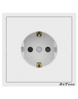 Единичен електрически контакт DeTech DE-9227-42, С рамка, Шуко, За вграждане, 16А, 250V, IP20, Бял - 75109
