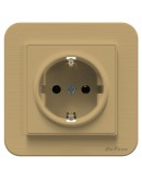 Единичен електрически контакт DeTech DE-9223-42, С рамка, Шуко, За вграждане, 16А, 250V, IP20, Златист - 75048