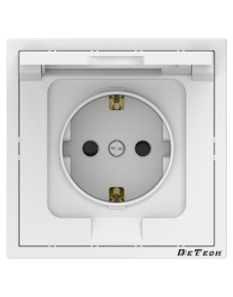 Единичен влагозащитен контакт DeTech DE-9227-45,  Шуко, 16А, 250V, IP40, Бял - 75110