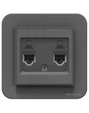 Двойна розетка за компютър DeTech DE-9223-62, RJ45, Cat5E, За вграждане, IP20, Сив - 75066