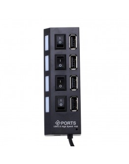 USB хъб No Brand, USB 2.0, 4 Порта, Черен - 12053