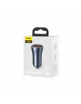 Зарядно устройство за кола Baseus Golden Contactor Pro, 40W, 2xUSB F, Сив - 40502