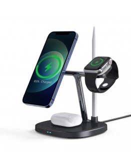 Безжично зарядно устройство WiWu M8, 4в1, Qi, Черен - 17737