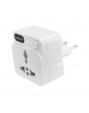 Универсален преходник - зарядно Earldom ES-SC20, Таймер, UK/US kъм EU шуко, 250V, Бял - 40522