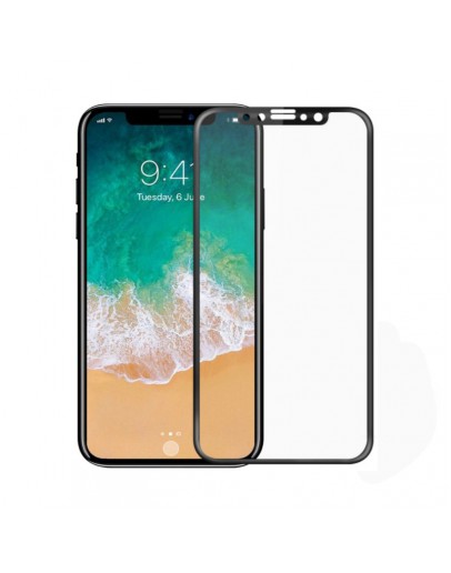 Стъклен протектор за целия дисплей No brand, за iPhone X / XS / 11 Pro, 5D, 0.3 mm, Черен - 52373