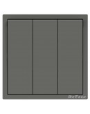 Троен електрически ключ DeTech DE-9227-03, С рамка, Мат, Схема 1, 10А, 250V, За вграждане, IP20, Сив - 75136