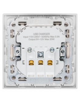 Единичен електрически контакт DeTech DE-9227-80, 1xUSB-А, 1xUSB-C, Шуко, Мат, 16А, 250V, За вграждане, IP20, Бял - 75115