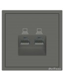 Двойна розетка за компютър DeTech DE-9227-62, RJ45, Cat5E, Мат, За вграждане, IP20, Сив - 75142