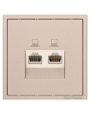 Двойна розетка за компютър DeTech DE-9227-62, RJ45, Cat5E, Мат, За вграждане, IP20, Златист - 75127