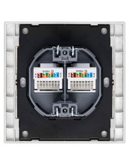 Двойна розетка за компютър DeTech DE-9225-61, RJ45, Cat5E, Slim, Мат, За вграждане, IP20, Сив - 75103