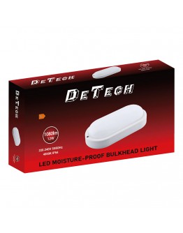LED таванен плафон DeTech, 12W, 4000K, 1080lm, IP54, Елипса - 77008