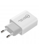 Makki бързо зарядно Fast Charger Wall - QC3.0 + Power Distribution Type-C 18W White - MAKKI-PQ18W-WH