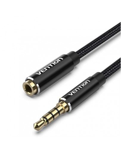 Vention Аудио Кабел Cotton Braided TRRS 3.5mm Male to 3.5mm F - 0.5m - Gold plated, Aluminum alloy - BHCBD