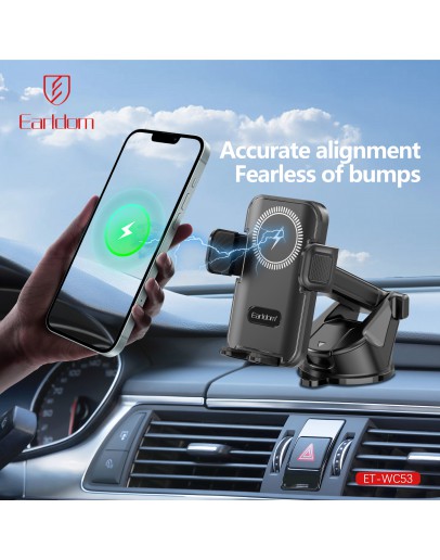 Универсална стойка за телефон, Earldom ET-WC53, Безжично зареждане, Черен - 17907