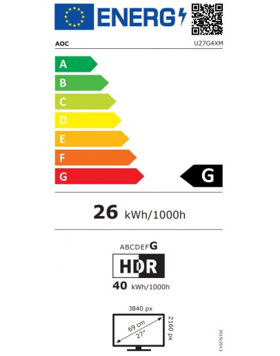 Монитор AOC U27G4XM, 27 Fast IPS MiniLED, 3840x2160@160Hz,