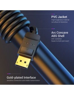 Vention Кабел Cable - Display Port v1.2 DP M / M Black 4K 1.5M - HACBG