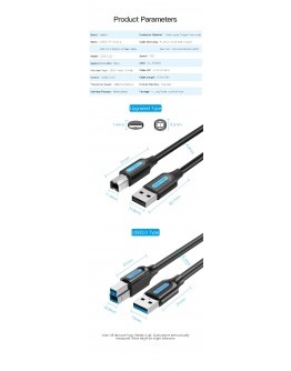 Vention Кабел USB 3.0 AM / BM - 0.5M Black - COOBD