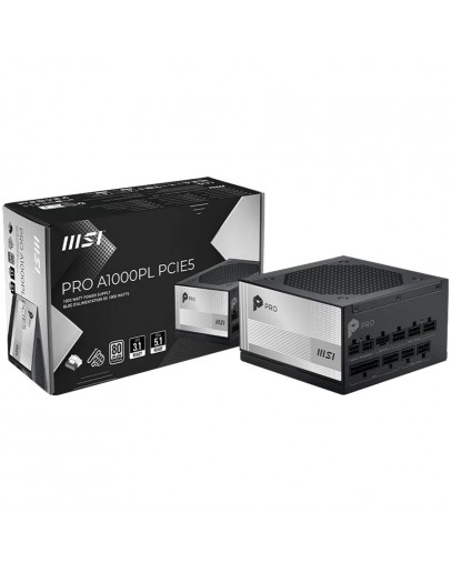 MSI PRO A1000PL PCIE5, 850W, 80 Plus Platinum,